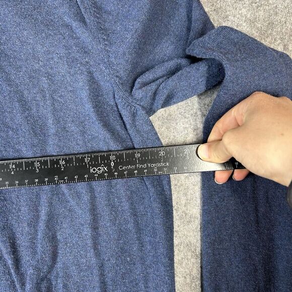 Eddie Bauer Sweater Mens Large Tall Quarter Zip Blue Cotton Merino Wool Outdoor - Picture 3 of 8